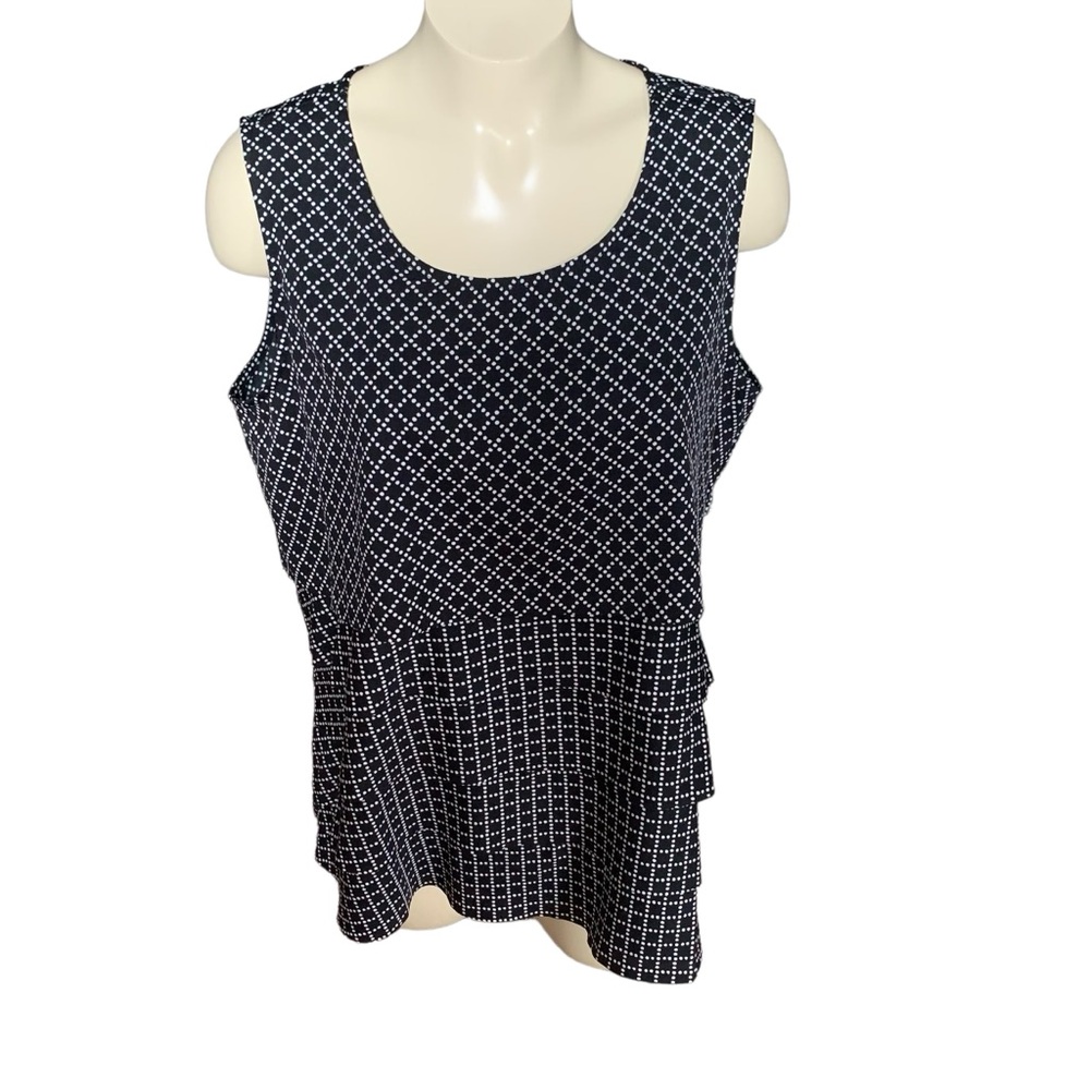 NWT Coldwater Creek Top in Medium Black and White with Diamond Dots Pattern